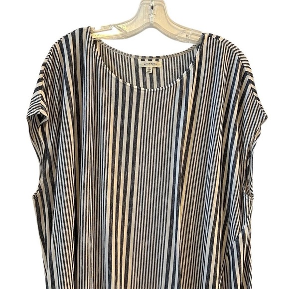 Max Studio Women's 3X Striped Knot Tie Blouse Multicolor Short Sleeve - Picture 3 of 9